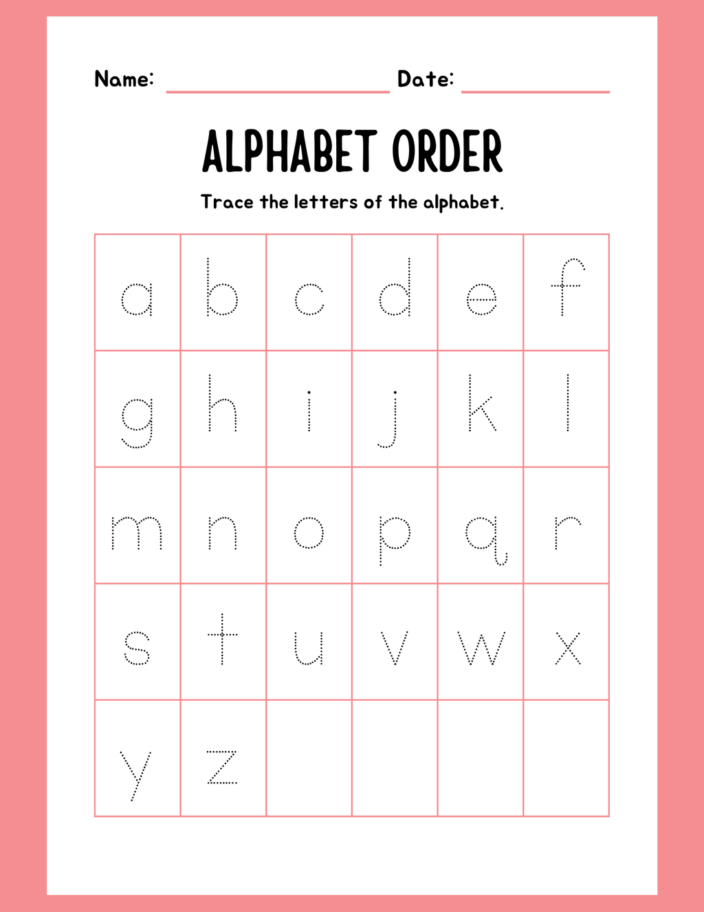 Alphabet order uppercase worksheet