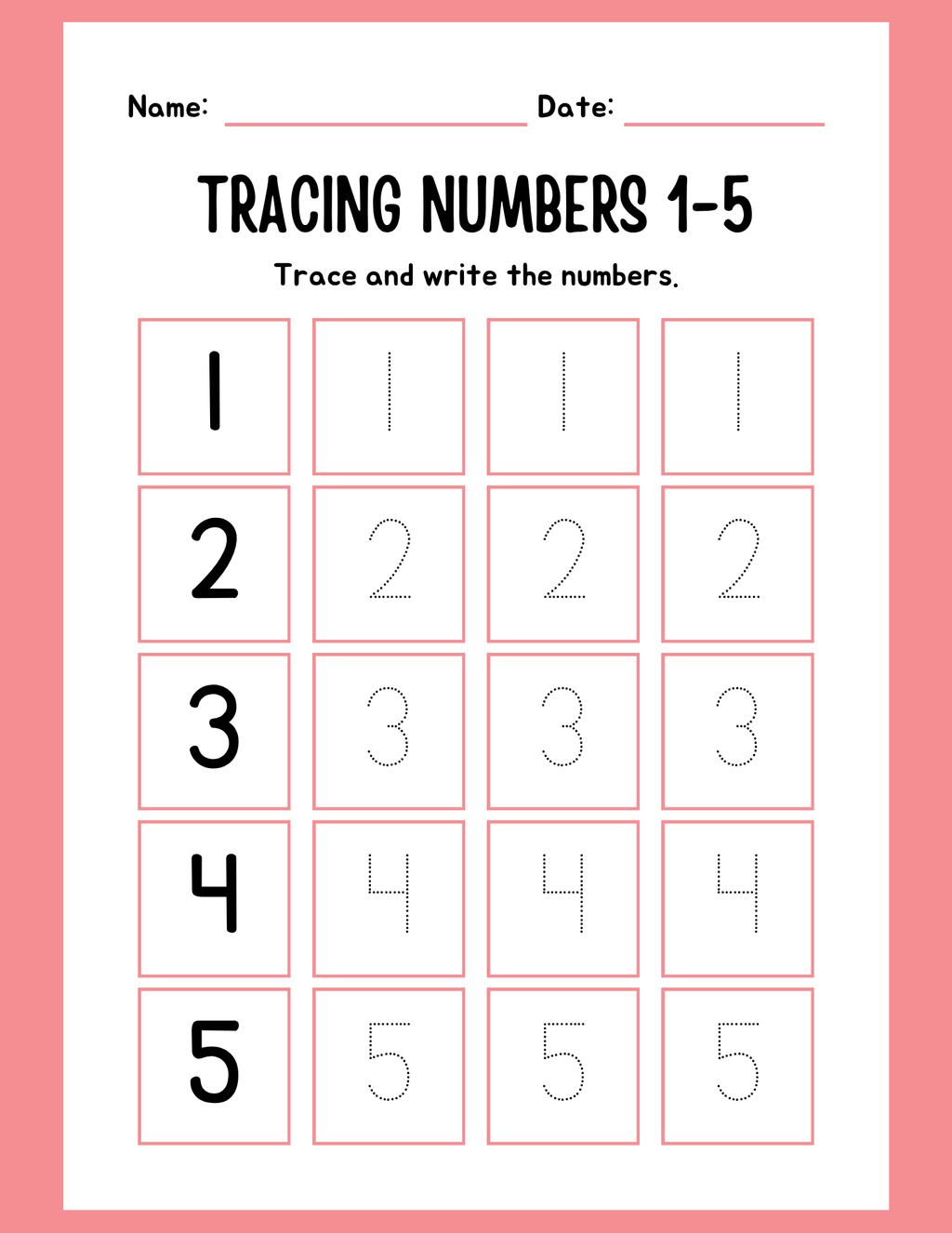 Number tracing 6-10 worksheet