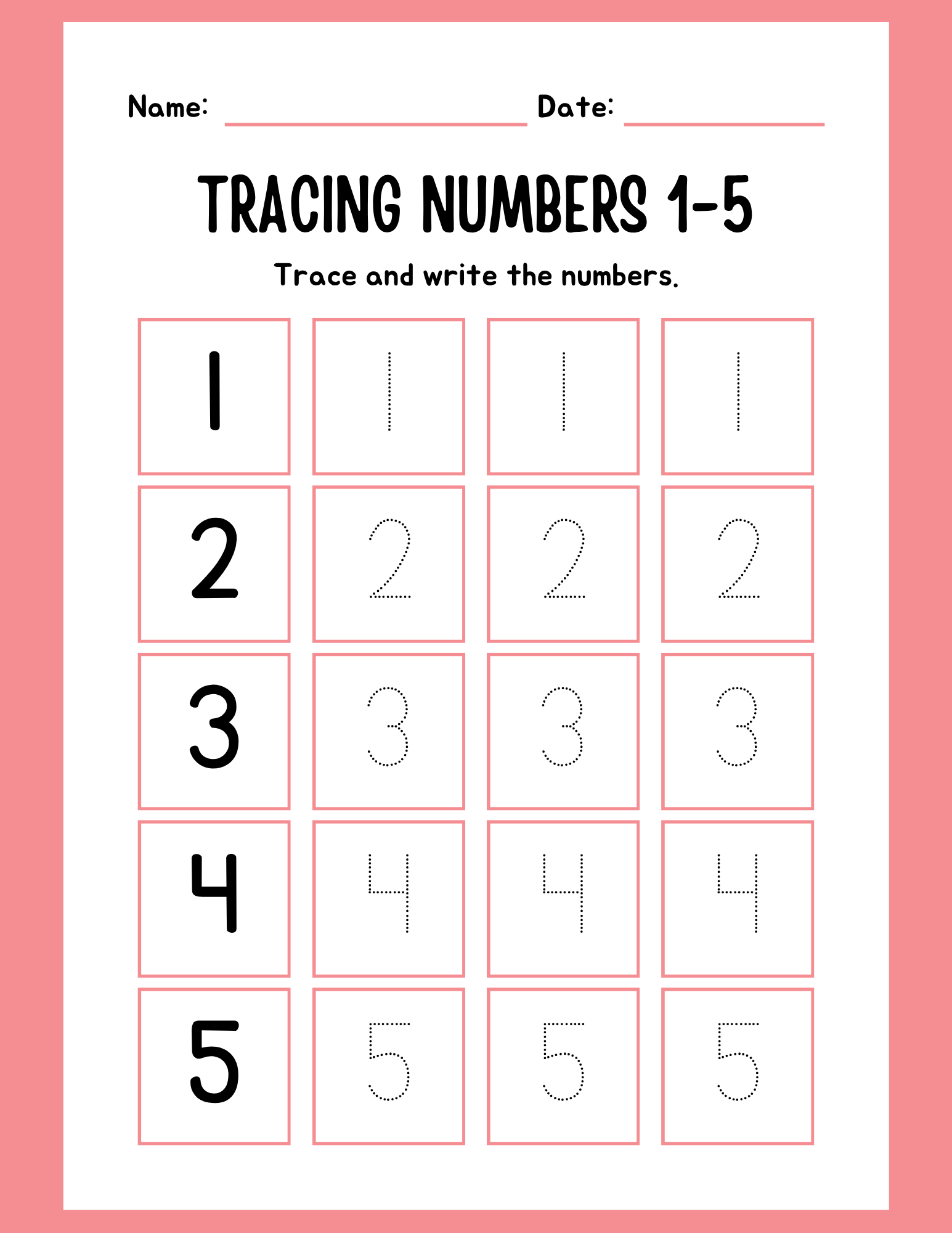 Number tracing 6-10 worksheet