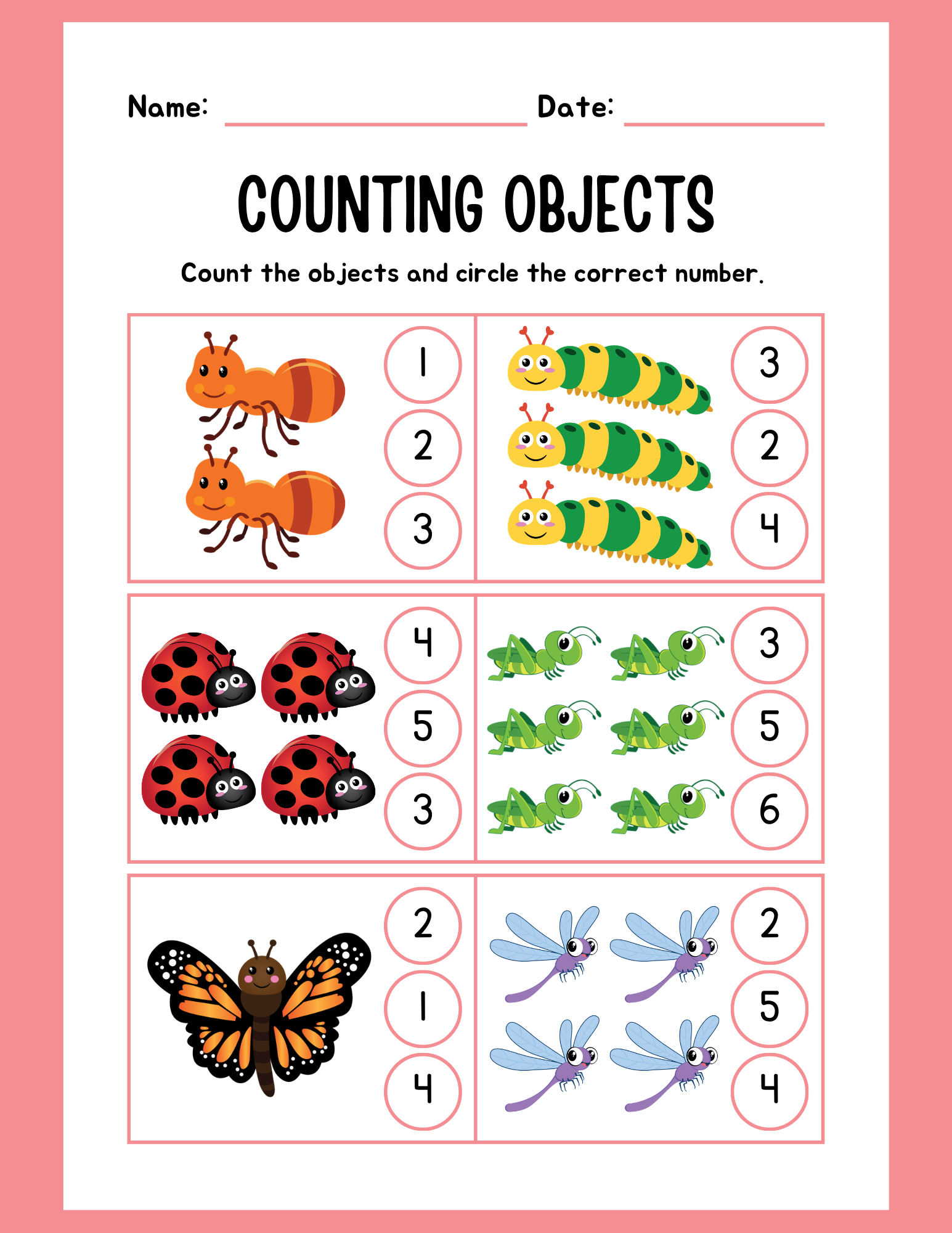 Counting objects sports worksheet