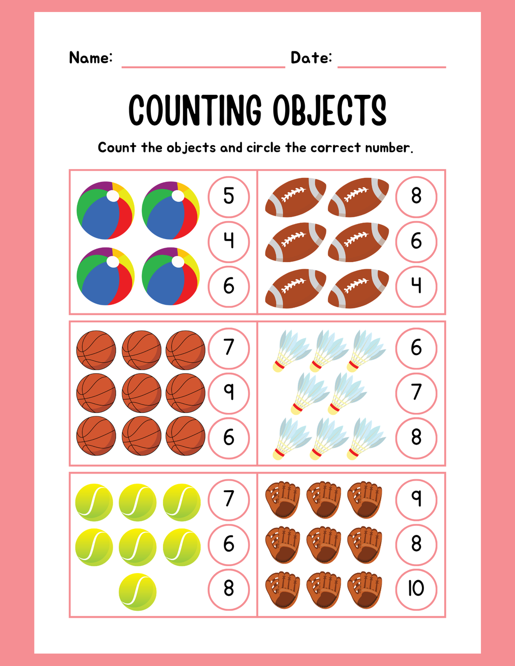 Missing numbers worksheet