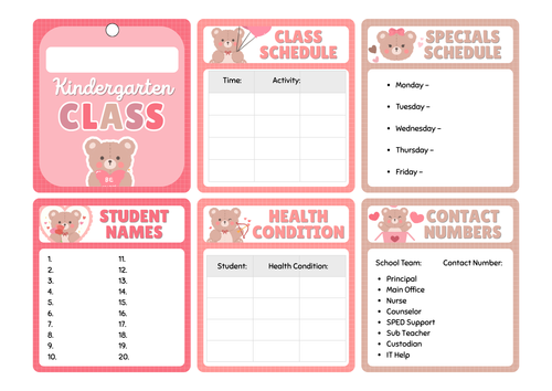 Valentine's Day bear teacher lanyard cards full set