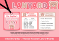 Valentine's Day bear themed kindergarten teacher lanyard cards preview