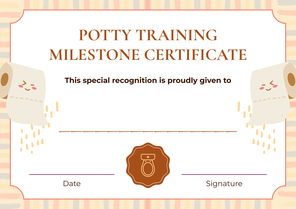 Potty Training Milestone Certificate printable with kawaii toilet paper rolls